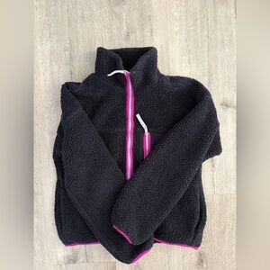 Black Fleece Jacket with Hot Pink Accents
